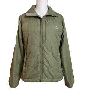 The North Face Small Women’s Puffer Coat Full Zip Jacket Sage Green Primaloft